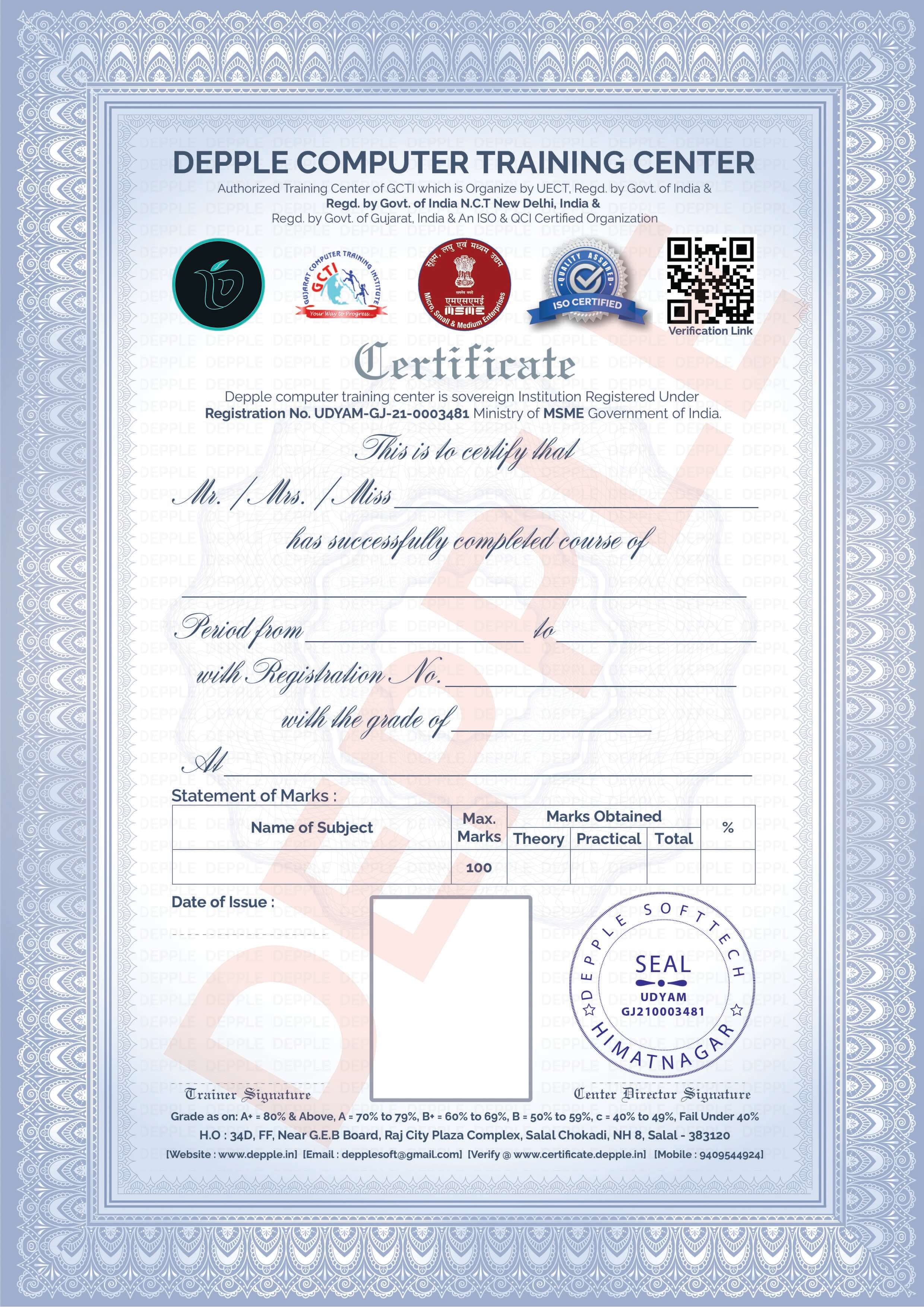 Depple Training Certificate